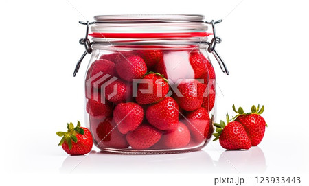 Strawberries in jar. Generative AI 123933443