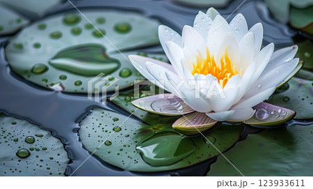 Blooming lotus flower. Generative AI Blooming lotus flower. Generative AI 123933611