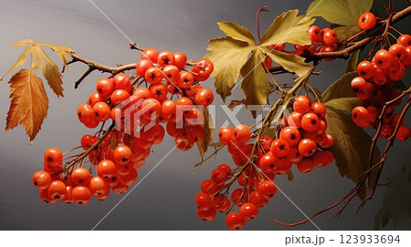 Ripe mountain ash. Generative AI 123933694