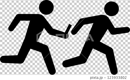 Icon of a runner passing the baton in a sprint Icon of a runner passing the baton in a sprint 123933802
