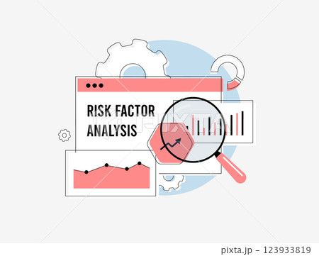 Risk factor analysis and prediction model for effective risk management. Data-driven risk assessment, forecasting and decision-making with advanced analytics and monitoring tools vector illustration 123933819