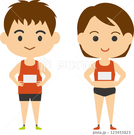 陸上競技選手のイメージイラスト(男女セット) 陸上競技選手のイメージイラスト(男女セット) 123933823