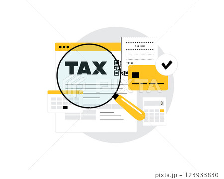 Online tax payments with debit card, credit card or digital wallet. Secure tax transactions, electronic payments, and financial management for individuals. Fast and convenient personal tax processing 123933830