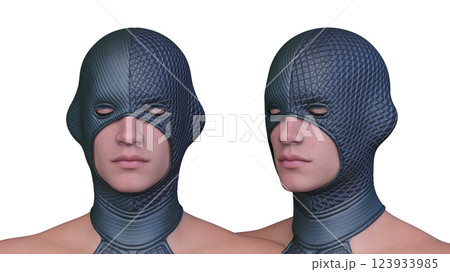 スーパーヒーローの顔アップ 123933985