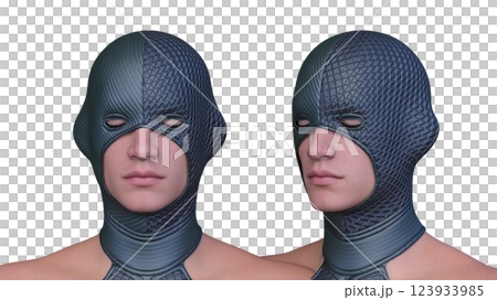 スーパーヒーローの顔アップ 123933985