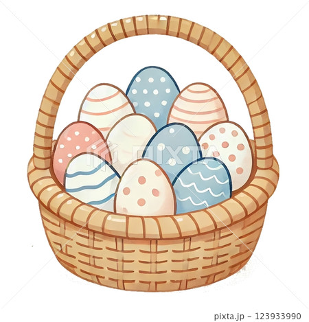 かごに入ったイースターエッグのイラスト 123933990