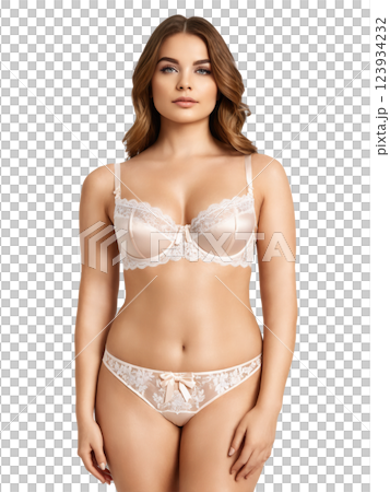 luxurious bridal balconette bra crafted from semi-transparent lace and satin. The soft cups are embroidered with floral lace, and 123934232