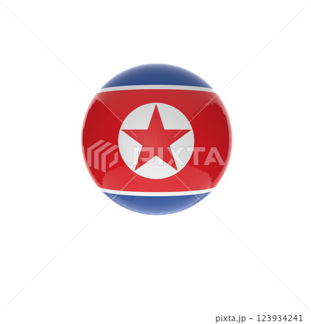 North korean flag in glossy round button of icon North korean flag in glossy round button of icon 123934241