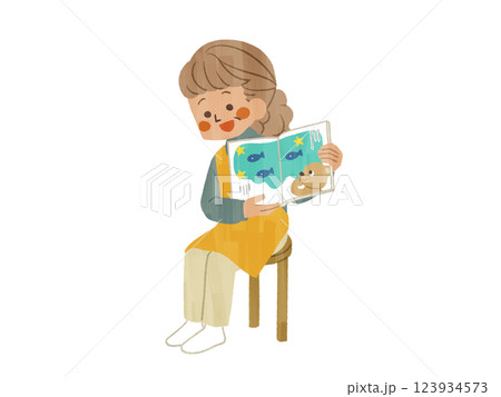 絵本の読み聞かせをしている女性-ガッシュ 123934573