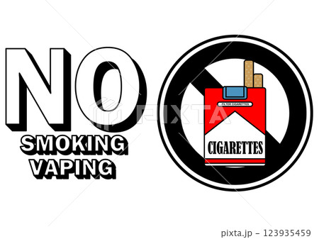 貼り紙看板イラストー禁煙No Smokingー 貼り紙看板イラストー禁煙No Smokingー 123935459
