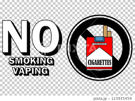 貼り紙看板イラストー禁煙No Smokingー 貼り紙看板イラストー禁煙No Smokingー 123935459