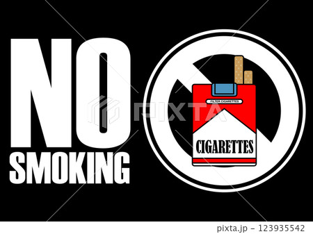 貼り紙看板イラストー禁煙No Smokingー 123935542