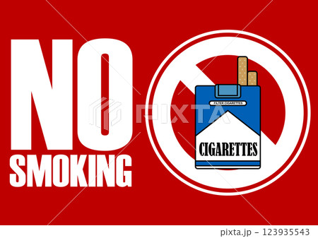 貼り紙看板イラストー禁煙No Smokingー 貼り紙看板イラストー禁煙No Smokingー 123935543