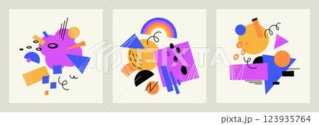 Set of bright posters with geometric shapes 123935764