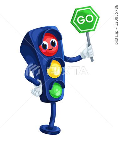 Vector image of a traffic light with a go sign. For printed products, print, games. Vector image of a traffic light with a go sign. For printed products, print, games. 123935786