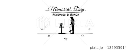 Memorial Day, soldier at the grave. 123935914