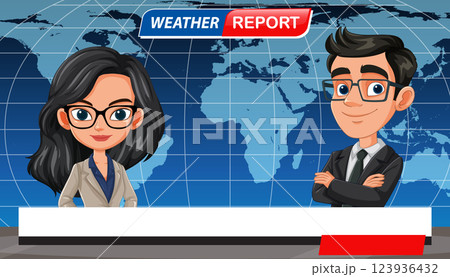 Animated Weather Report Illustration 123936432