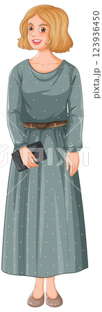 Elegant Woman in Polka Dot Dress 123936450