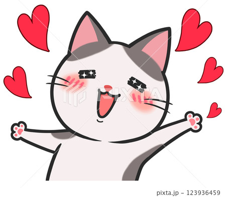 かわいい猫　デレデレ　愛　ハート 123936459