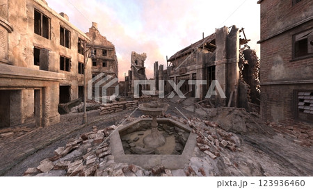 荒廃した街の風景 123936460