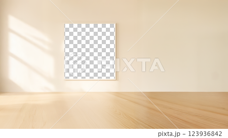 帶有空白海報框的當代簡約內飾 123936842