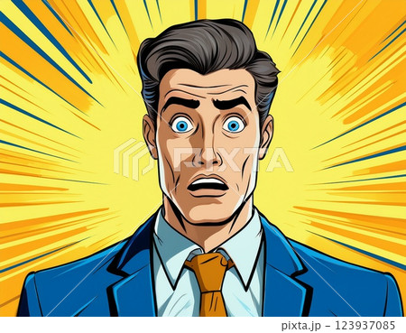 驚いているビジネスマン　イラスト 123937085