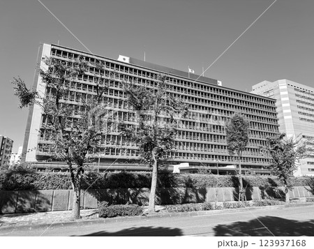 大阪地方裁判所・大阪高等裁判所（大阪市北区）モノクロ 123937168