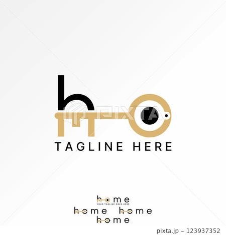 Logo design graphic concept creative premium vector stock image top sell initial HO Home font door keyhole property house owner unlock loan new estate 123937352