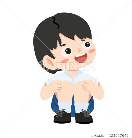 Lonely little boy sadly looking up 123937645