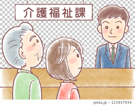 年邁父親與中年女兒向老人福利部門諮詢 123937934