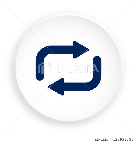 Repeat music track symbol. Media player music track loop button icon in neomorphism style for mobile app. Button for mobile application or web. Vector on white background 123938380