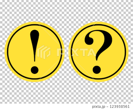 Exclamation mark and question mark circle yellow 123938561