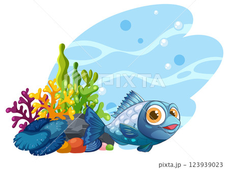 Colorful Sea Creature and Coral Reef 123939023