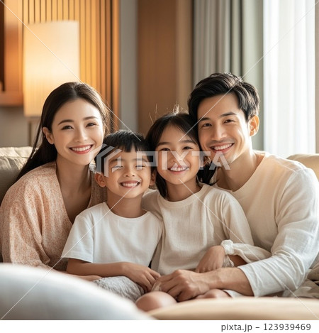 仲良しの4人家族 123939469