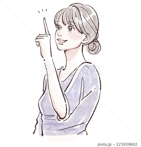 指を刺す、注目、教える、説明する女性・女の子のイラスト素材 123939602