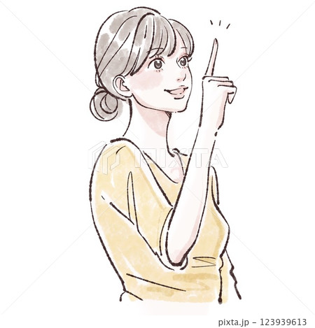 指を刺す、注目、教える、説明する女性・女の子のイラスト素材 指を刺す、注目、教える、説明する女性・女の子のイラスト素材 123939613