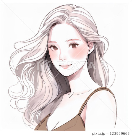 指を刺す、注目、教える、説明する女性・女の子のイラスト素材 123939665