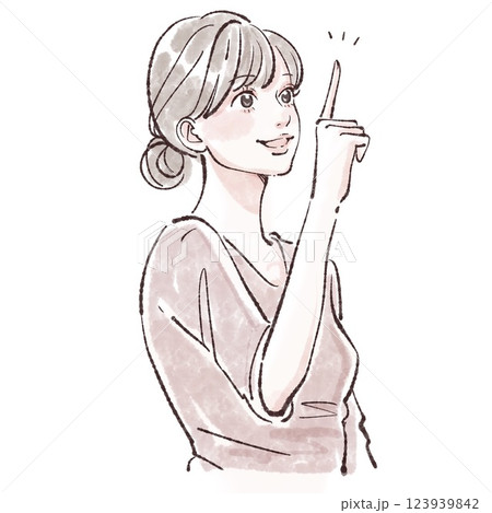指を刺す、注目、教える、説明する女性・女の子のイラスト素材 指を刺す、注目、教える、説明する女性・女の子のイラスト素材 123939842
