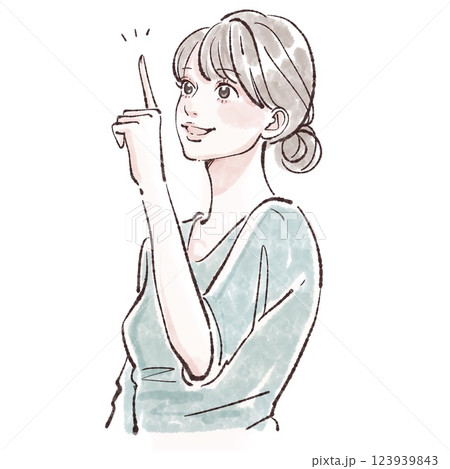 指を刺す、注目、教える、説明する女性・女の子のイラスト素材 指を刺す、注目、教える、説明する女性・女の子のイラスト素材 123939843