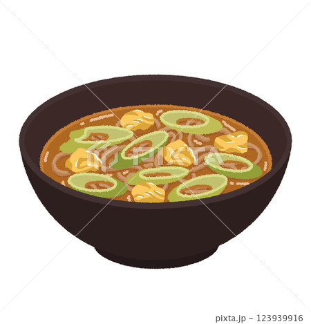 カレー南蛮そばのイラスト 123939916
