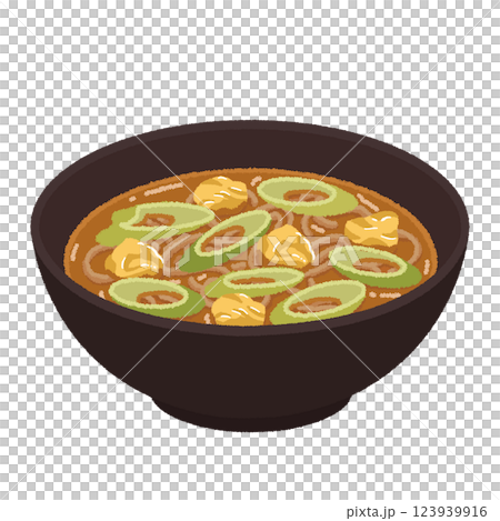 カレー南蛮そばのイラスト 123939916
