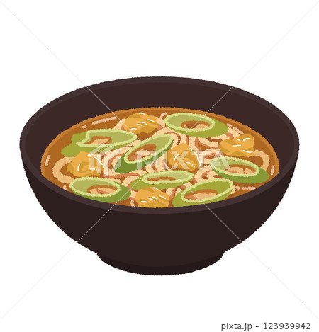 カレー南蛮うどんのイラスト カレー南蛮うどんのイラスト 123939942