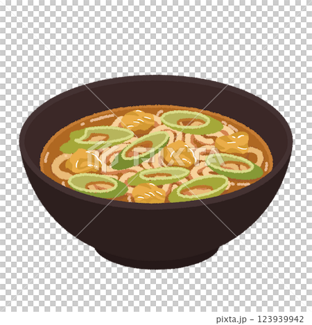カレー南蛮うどんのイラスト カレー南蛮うどんのイラスト 123939942