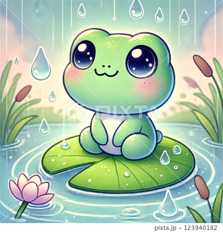 蓮の葉とカエルのイラスト素材 [123940182] - PIXTA