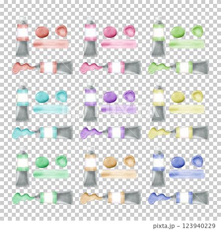 A set of colorful watercolor paints 123940229