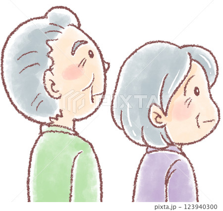齢夫婦_横向き_上半身 123940300