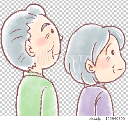 老年夫婦_側身_上身 123940300