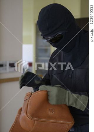 カバンの中を漁る強盗のイメージ 123940552