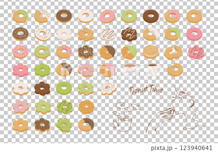 Illustration set of various donuts 123940641