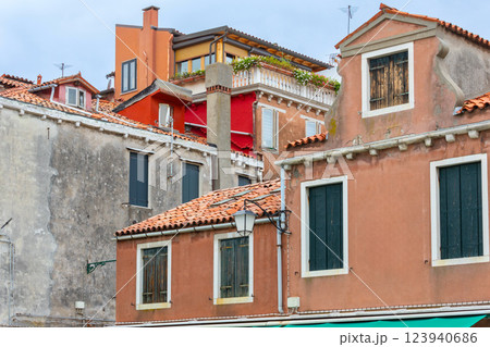 Murano, Italy colorful houses street view 123940686